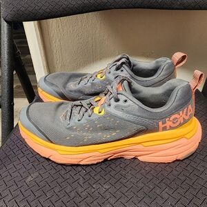 HOKA Gray and Orange Running Shoes